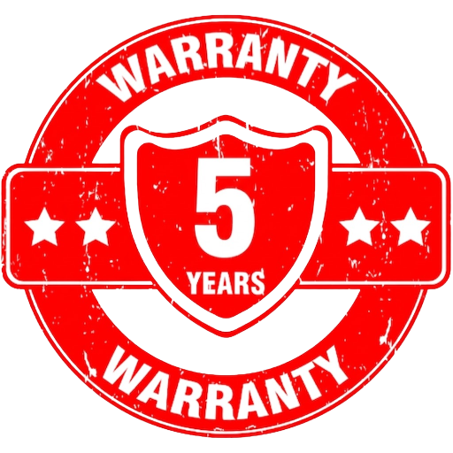 5 year warranty badge white